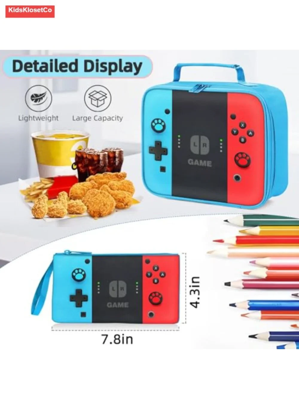 Kids Rolling Backpack 3-Piece Set with Lunch Box Pencil Case Wheeled Bookbag
